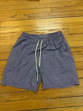 Faherty Purple Patterned Athletic Shorts